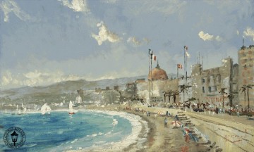 beach biarritz Painting - The Beach at Nice Thomas Kinkade